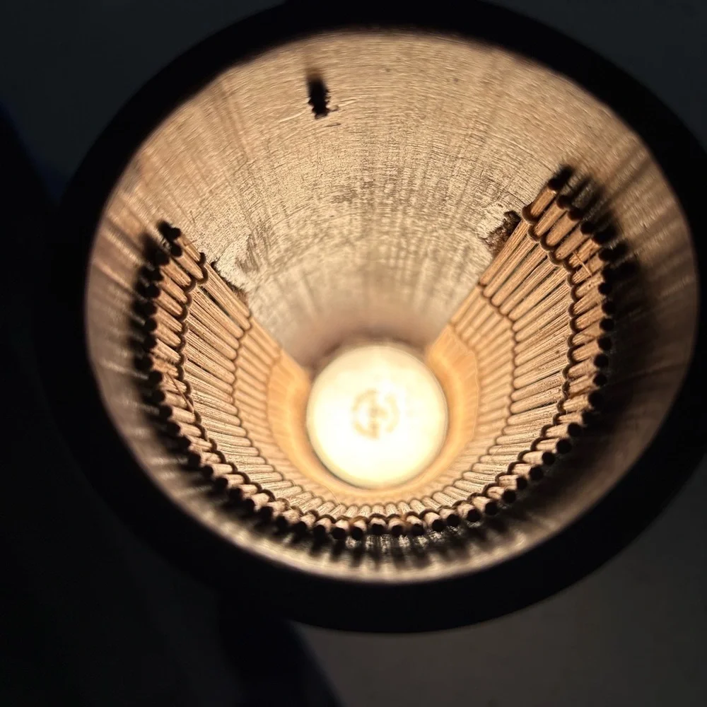 Vintage Hand-crafted Mango Wood Bamboo Hibiscus Carved Hawaiian Tiki Bar Lamp